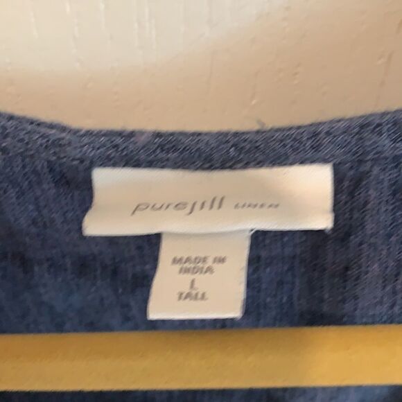 New J Jill Pure Jill Linen Blue dress or Tunic top large tall - Picture 5 of 16